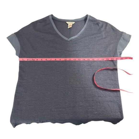Sundance Linen Silk V-Neck Short Sleeve T-Shirt Blue Size Large Minimalist - Picture 12 of 13